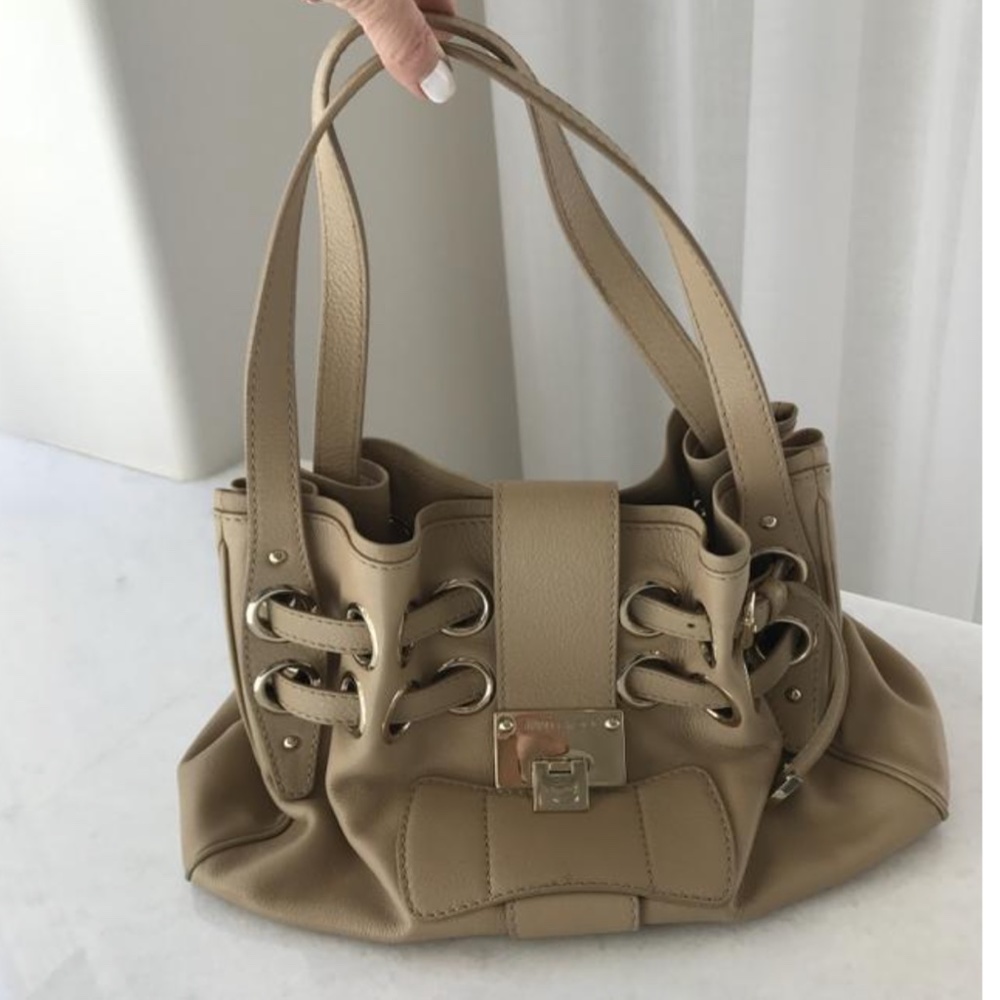 Ramona Beige Leather Shoulder Bag